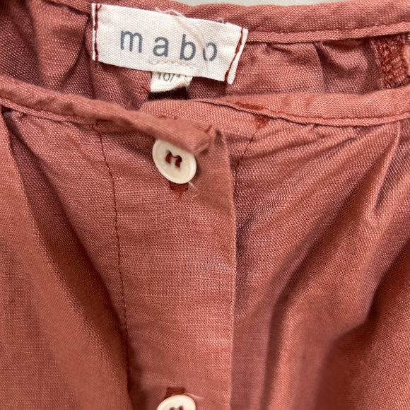 MABO Linen rust blend SS Woven Button Up Romper - sz 10/11 - red/brown one piece - Picture 4 of 13